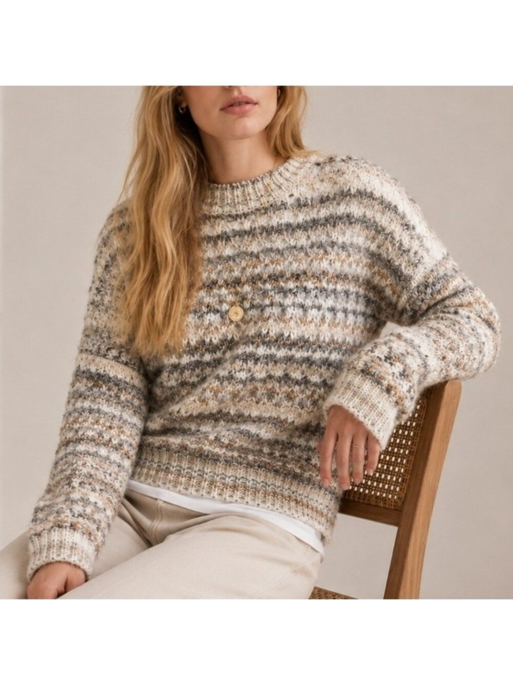 Madewell Open Stitch Mockneck Sweater Italian Wool Alpaca Marled NW842 Small NWT